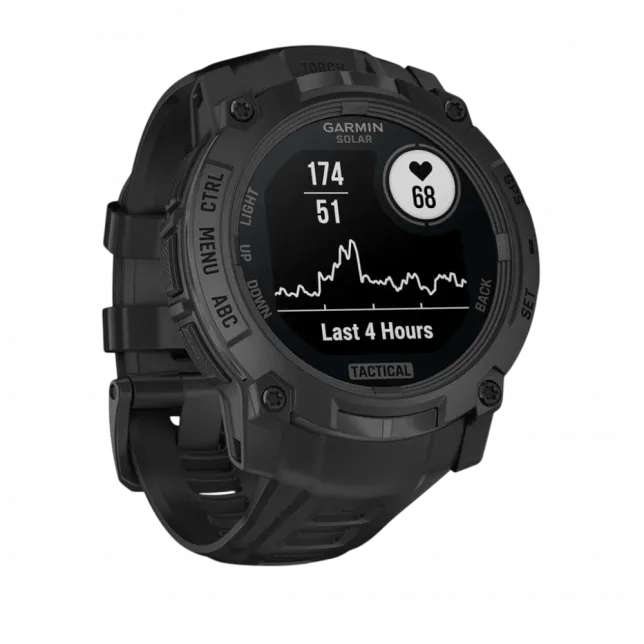 Смарт-годинник Garmin Instinct 3 50 мм, Solar, Tactical Edition Black чорний з чорним силіконовим ремінцем