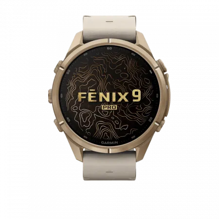 Смарт-годинник Garmin Fenix 9 Pro - inReach, 43мм Autumn Gold Titanium з Bone бежевим шкіряним ремінцем