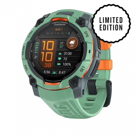 Смарт-годинник Garmin Instinct 3 45 мм, AMOLED Neotropic зелений з Neotropic зеленим силіконовим ремінцем