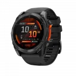 Смарт-годинник Garmin Fenix 8 51мм, AMOLED Slate Gray з Black чорним силіконовим ремінцем