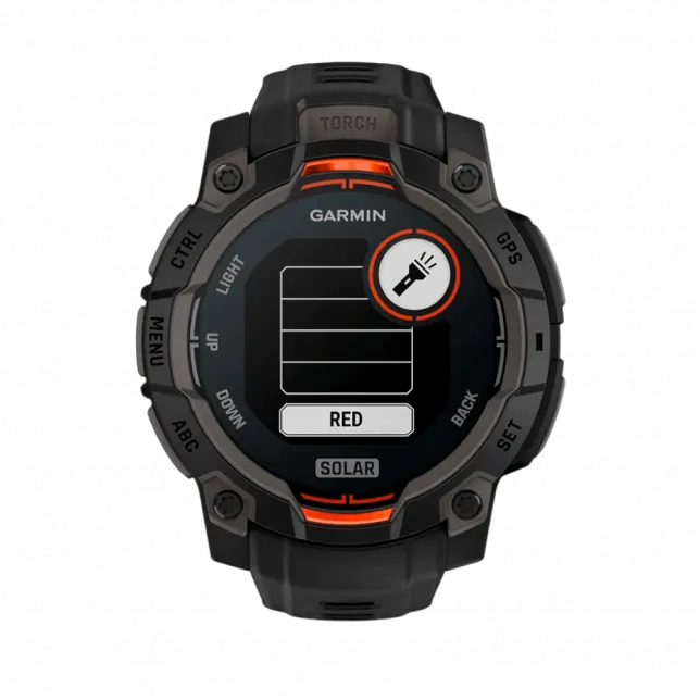Смарт-годинник Garmin Instinct 3 45 мм, Solar Black чорний з Black чорним силіконовим ремінцем