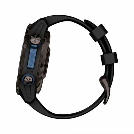 Смарт-годинник Garmin Descent Mk3i 43 мм Carbon Grey DLC Titanium з чорним силіконовим ремінцем