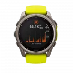 Смарт-годинник Garmin Fenix 8 51мм, Solar Sapphire, Titanium з Amp Yellow/Graphite жовтим силіконовим ремінцем