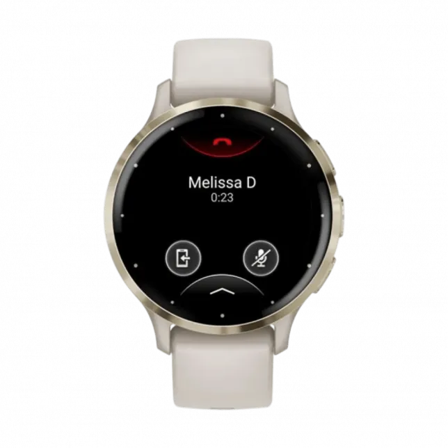 Смарт-годинник Garmin Venu 3S Soft Gold Stainless Steel Bezel з Ivory білим корпусом та силіконовим ремінцем