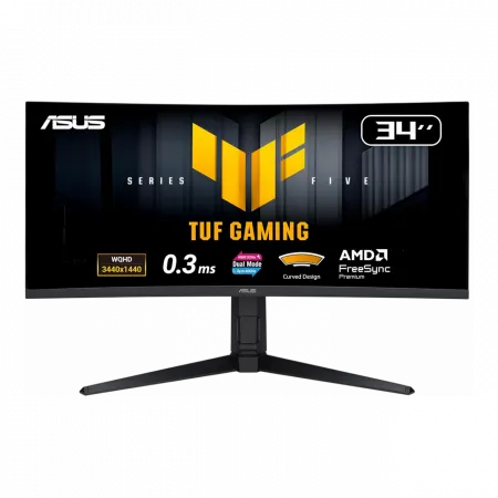 Монітор Asus 34" TUF Gaming VG34WQL5A 2xHDMI, 2xDP, 4xUSB, MM, VA, 3440x1440, 21:9, 200/400Hz, 1ms, sRGB 120%, CURVED, FreeSync, HAS, HDR400
