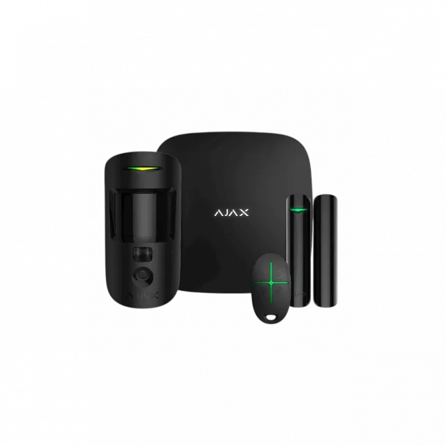 Комплект охоронної сигналізації Ajax HDR StarterKit Cam Plus, hub 2 plus, motioncam HDR, doorprotect, spacecontrol, jeweller, бездротовий, чорний