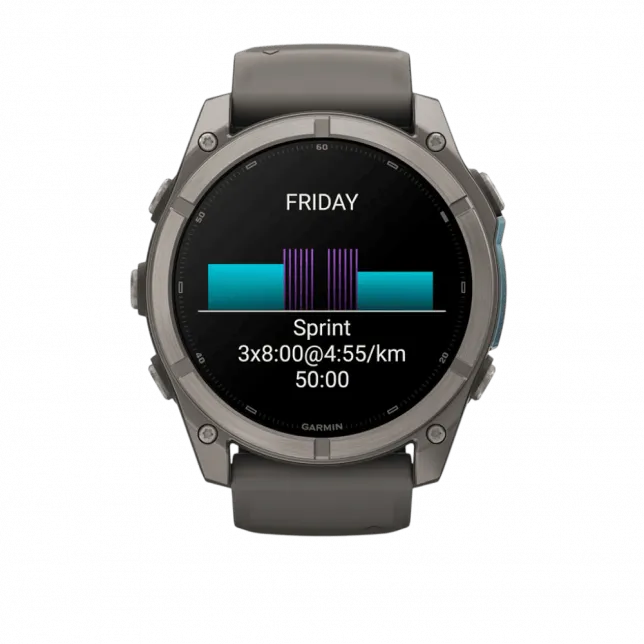 Смарт-годинник Garmin Fenix 9 51мм, Titanium з Pebble Gray темно-сірим силіконовим ремінцем