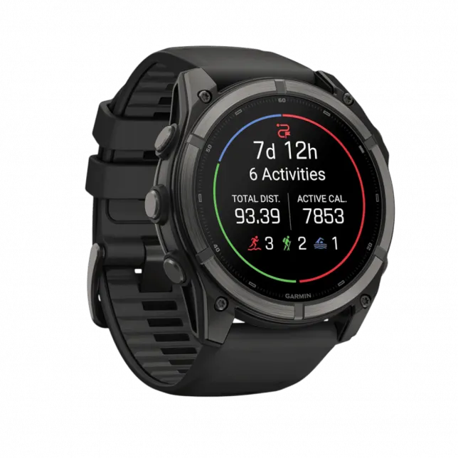 Смарт-годинник Garmin Fenix 9  51мм, Carbon Grey DLC Titanium з Black чорним силіконовим ремінцем