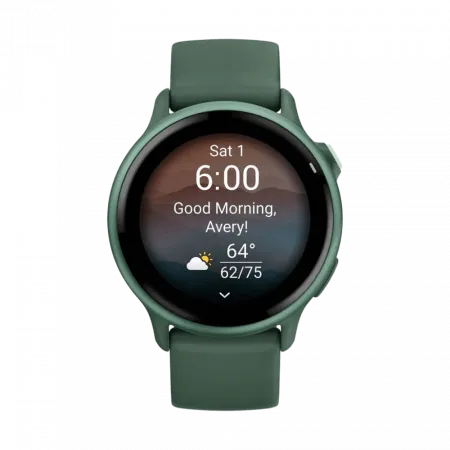 Смарт-годинник Garmin Vivoactive 6 Metallic Jasper Green з Jasper Green зеленим силіконовим ремінцем