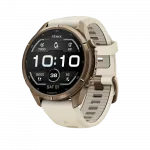 Смарт-годинник Garmin Fenix 9 Pro 43мм, Autumn Gold Titanium з Cream/French Grey бежевим силіконовим ремінцем