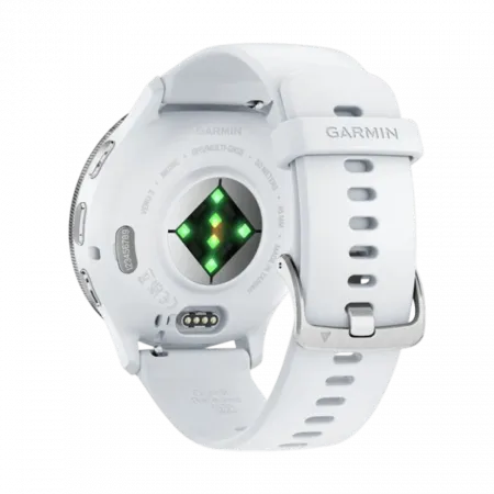 Смарт-годинник Garmin Venu 3 Silver stainless steel bezel з білим корпусом та силіконовим ремінцем