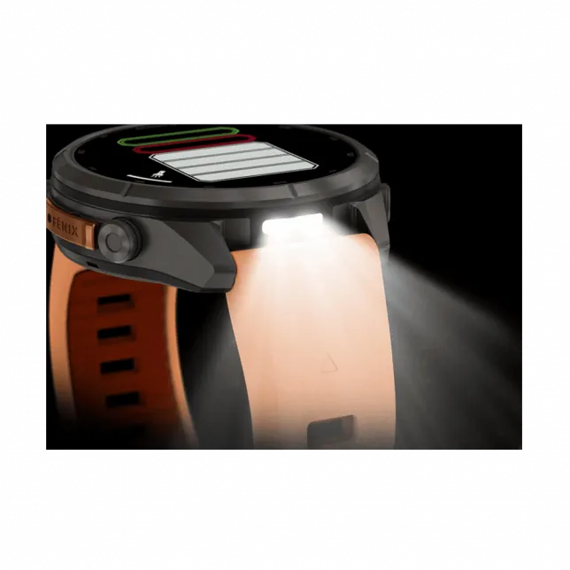 Смарт-годинник Garmin Fenix 9 Pro - inReach, 43мм Titanium з Shell Pink/Autumn Orange рожевим/помаранчевим силіконовим ремінцем