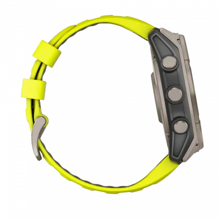 Смарт-годинник Garmin Fenix 8 51мм, Solar Sapphire, Titanium з Amp Yellow/Graphite жовтим силіконовим ремінцем