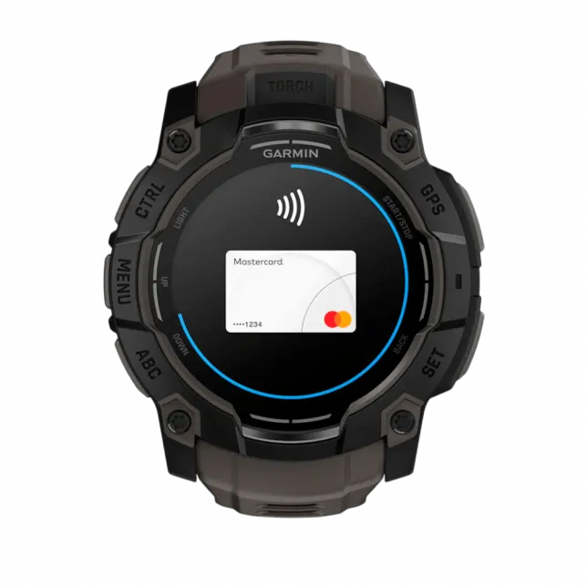 Смарт-годинник Garmin Instinct 3 50 мм, AMOLED Black чорний з Charcoal коричневим силіконовим ремінцем