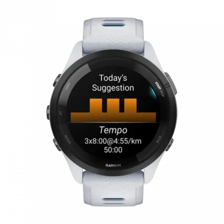 Смарт-годинник Garmin Forerunner 265 з Whitestone корпусом та Whitestone/Tidal Blue білим силіконовим ремінцем