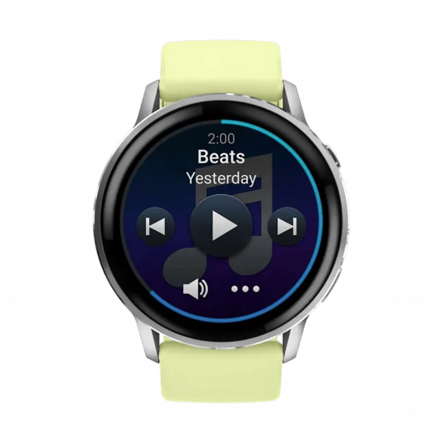 Смарт-годинник Garmin Venu 4 45 мм Silver з Citron світло-жовтим силіконовим ремінцем