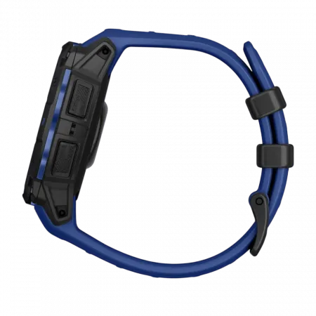 Смарт-годинник Garmin Instinct 3 45 мм, AMOLED Black чорний з Bolt Blue/Black синім/чорним силіконовим ремінцем