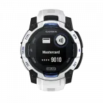 Смарт-годинник Garmin Instinct 3 45 мм, Solar Whitestone білий з Whitestone/Bolt Blue білим/синім силіконовим ремінцем