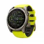 Смарт-годинник Garmin Fenix 8 51мм, Solar Sapphire, Titanium з Amp Yellow/Graphite жовтим силіконовим ремінцем