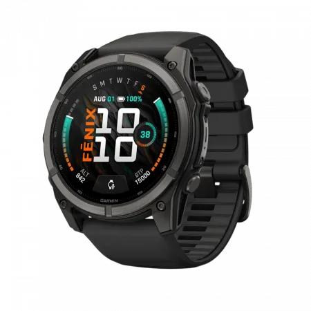 Смарт-годинник Garmin Fenix 9  51мм, Carbon Grey DLC Titanium з Black чорним силіконовим ремінцем