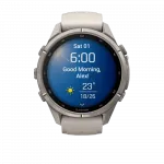 Смарт-годинник Garmin Fenix 9 Pro 43мм, Titanium з Fog Grey/Dark Sandstone сірим/темно сірим силіконовим ремінцем