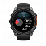 Смарт-годинник Garmin Fenix 8 51мм, AMOLED Slate Gray з Black чорним силіконовим ремінцем