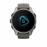 Смарт-годинник Garmin Fenix 9 43мм, Titanium з Pebble Gray темно-сірим силіконовим ремінцем