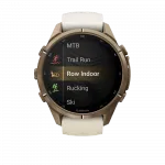 Смарт-годинник Garmin Fenix 9 Pro - inReach, 43мм Autumn Gold Titanium з Cream/French Grey бежевим/сірим силіконовим ремінцем