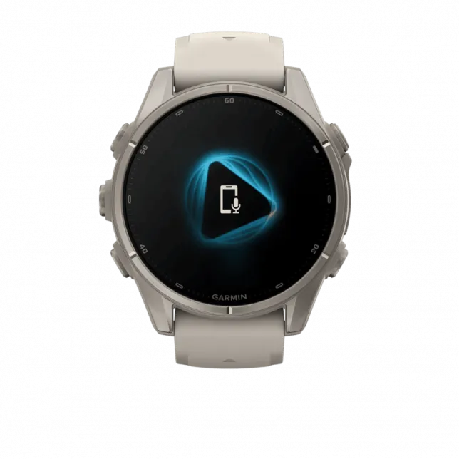 Смарт-годинник Garmin Fenix 9 43мм, Titanium з Fog Gray сірим силіконовим ремінцем