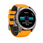 Смарт-годинник Garmin Fenix 8 51мм, AMOLED Sapphire, Titanium з Spark Orange/Graphite помаранчевим силіконовим ремінцем