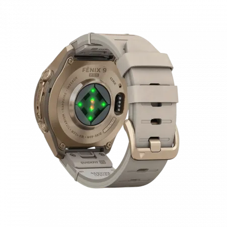 Смарт-годинник Garmin Fenix 9 Pro - inReach, 43мм Autumn Gold Titanium з Bone бежевим шкіряним ремінцем