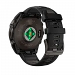 Смарт-годинник Garmin Fenix 8 47мм, Solar Sapphire, Carbon Grey DLC Titanium з Black/Pebble Grey чорним силіконовим ремінцем