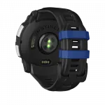 Смарт-годинник Garmin Instinct 3 50 мм, Solar Whitestone білий з Black/Bolt Blue чорним/синім силіконовим ремінцем