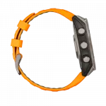 Смарт-годинник Garmin Fenix 8 47мм, AMOLED Sapphire, Titanium з Spark Orange/Graphite помаранчевим силіконовим ремінцем