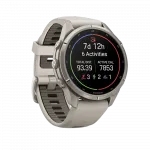 Смарт-годинник Garmin Fenix 9 Pro 43мм, Titanium з Fog Grey/Dark Sandstone сірим/темно сірим силіконовим ремінцем