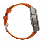 Смарт-годинник Garmin Fenix 9 Pro - inReach, 47мм Titanium з Autumn Orange/Spark Orange помаранчевим силіконовим ремінцем