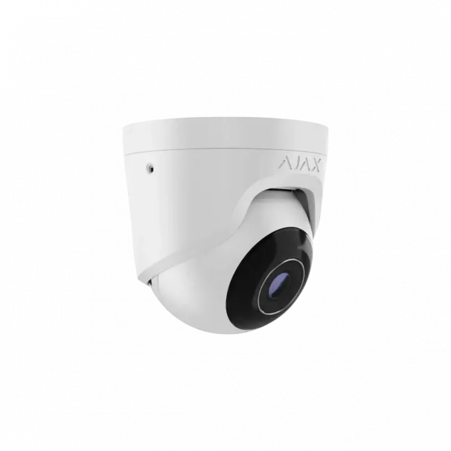 IP-Камера дротова Ajax TurretCam, 8мп, 2.8мм, Poe, True WDR, IP 65, ІЧ 35м, аудіо, кут огляду 100° до 110°, купольна, біла