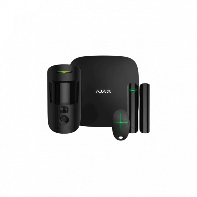Комплект охоронної сигналізації Ajax HDR StarterKit Cam Plus, hub 2 plus, motioncam HDR, doorprotect, spacecontrol, jeweller, бездротовий, чорний