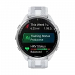 Смарт-годинник Garmin Forerunner 965 Titanium Bezel з Whitestone корпусом та Whitestone/Powder Grey силіконовим ремінцем