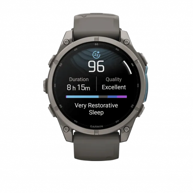 Смарт-годинник Garmin Fenix 9 47мм, Titanium з Pebble Gray темно-сірим силіконовим ремінцем