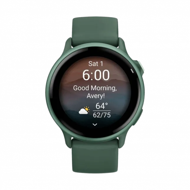 Смарт-годинник Garmin Vivoactive 6 Metallic Jasper Green з Jasper Green зеленим силіконовим ремінцем