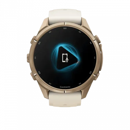 Смарт-годинник Garmin Fenix 9 Pro 43мм, Autumn Gold Titanium з Cream/French Grey бежевим силіконовим ремінцем