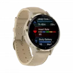 Смарт-годинник Garmin Venu 3S Soft Gold Stainless Steel Bezel з French Gray сірим корпусом та шкіряним ремінцем