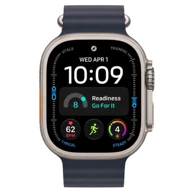 Apple Watch Ultra 4 GPS + LTE 49mm Natural Titanium Case with Navy Ocean Band (MJCR4+MXTH3)