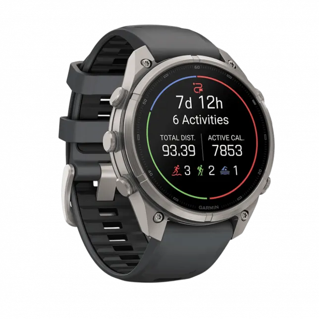 Смарт-годинник Garmin Fenix 9 Pro 47мм, Titanium з Graphite/Black темно-сірим/чорним силіконовим ремінцем
