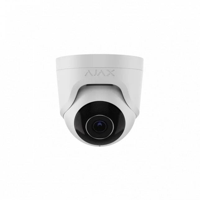 IP-Камера дротова Ajax TurretCam, 8мп, 4мм, Poe, True WDR, IP 65, ІЧ 35м, аудіо, кут огляду 75°до 85°, купольна, біла