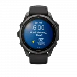 Смарт-годинник Garmin Fenix 9 47мм, Carbon Grey DLC Titanium з Black чорним силіконовим ремінцем