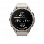 Смарт-годинник Garmin Fenix 9 Pro 43мм, Titanium з Fog Grey/Dark Sandstone сірим/темно сірим силіконовим ремінцем