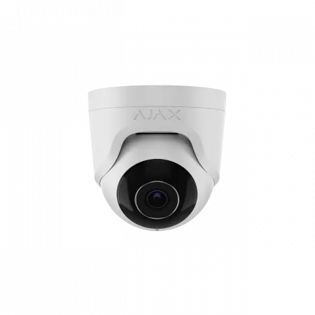 IP-Камера дротова Ajax TurretCam, 8мп, 4мм, Poe, True WDR, IP 65, ІЧ 35м, аудіо, кут огляду 75°до 85°, купольна, біла