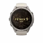 Смарт-годинник Garmin Fenix 9 Pro - inReach, 43мм Titanium з Fog Grey/Dark Sandstone сірим/темно сірим силіконовим ремінцем